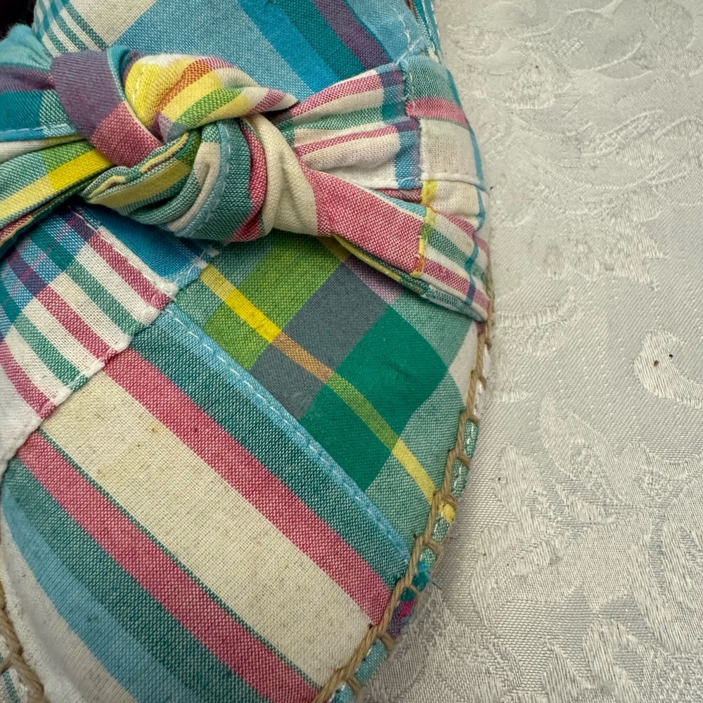 Talbots 8.5M Izzy Knot Detail Espadrilles Patchwork Comfort Chic Flats Preppy - Picture 4 of 12